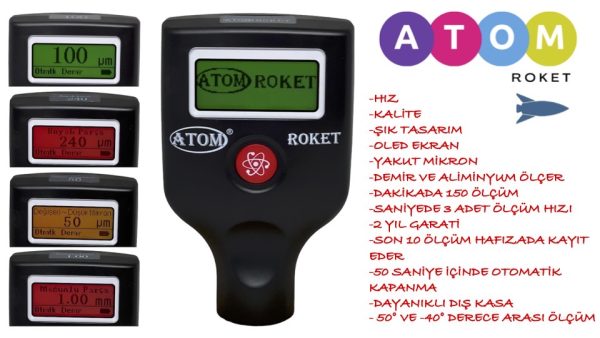 ÇİFT EKRANLI ATOM ROKET BOYA ÖLÇÜM CİHAZI BOYA TEST CİHAZI