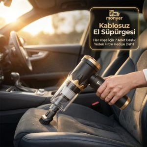 PROFESYONEL ARAÇ İÇİ KABLOSUZ ŞARJLI EL SÜPÜRGESİ VAKUMLU