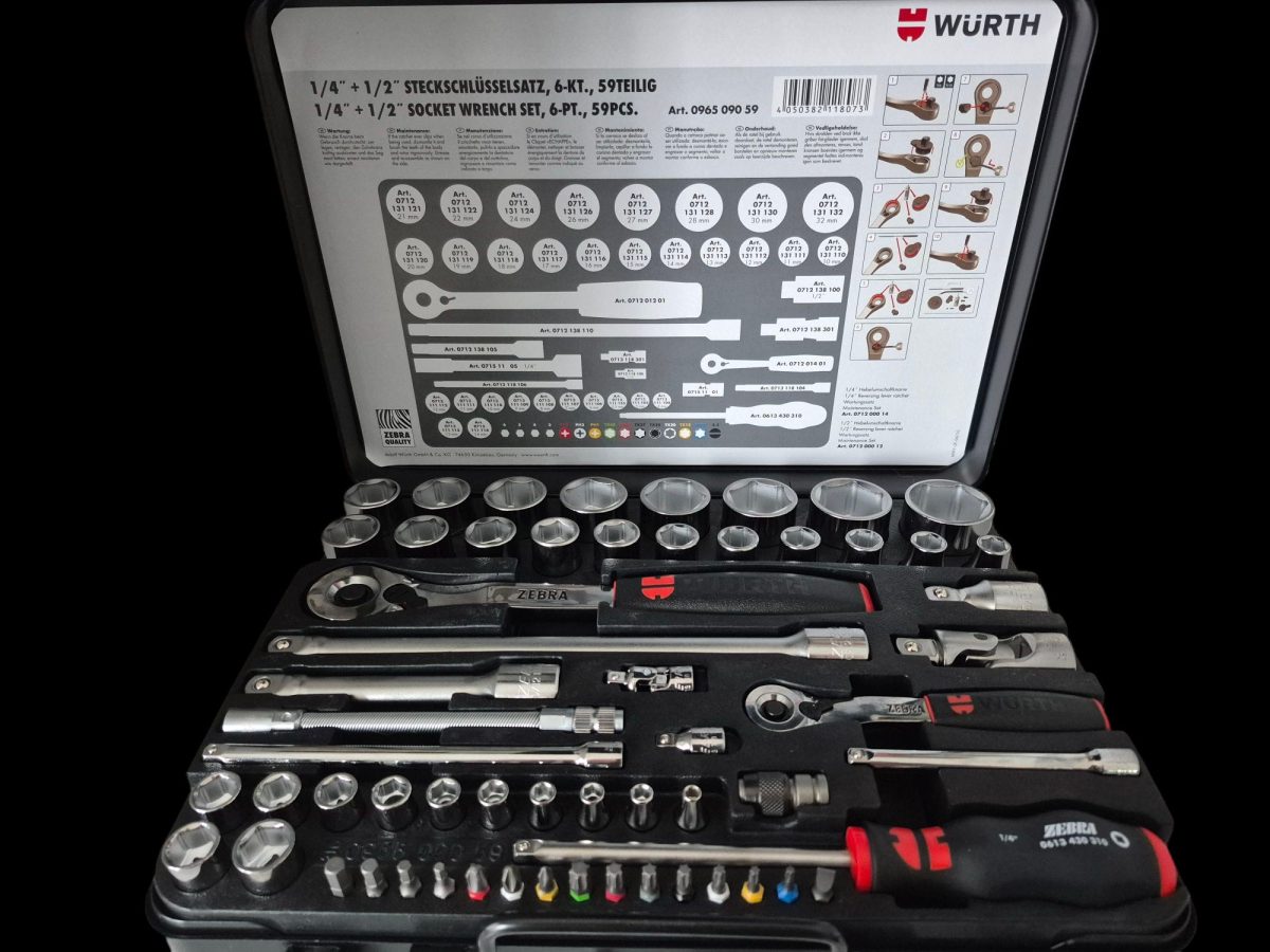YÜKSEK KALİTELİ WÜRTH ZEBRA 59 PARÇA 1/4 + 1/2 LOKMA ANAHTAR TAKIMI 6 KÖŞE - Görsel 2
