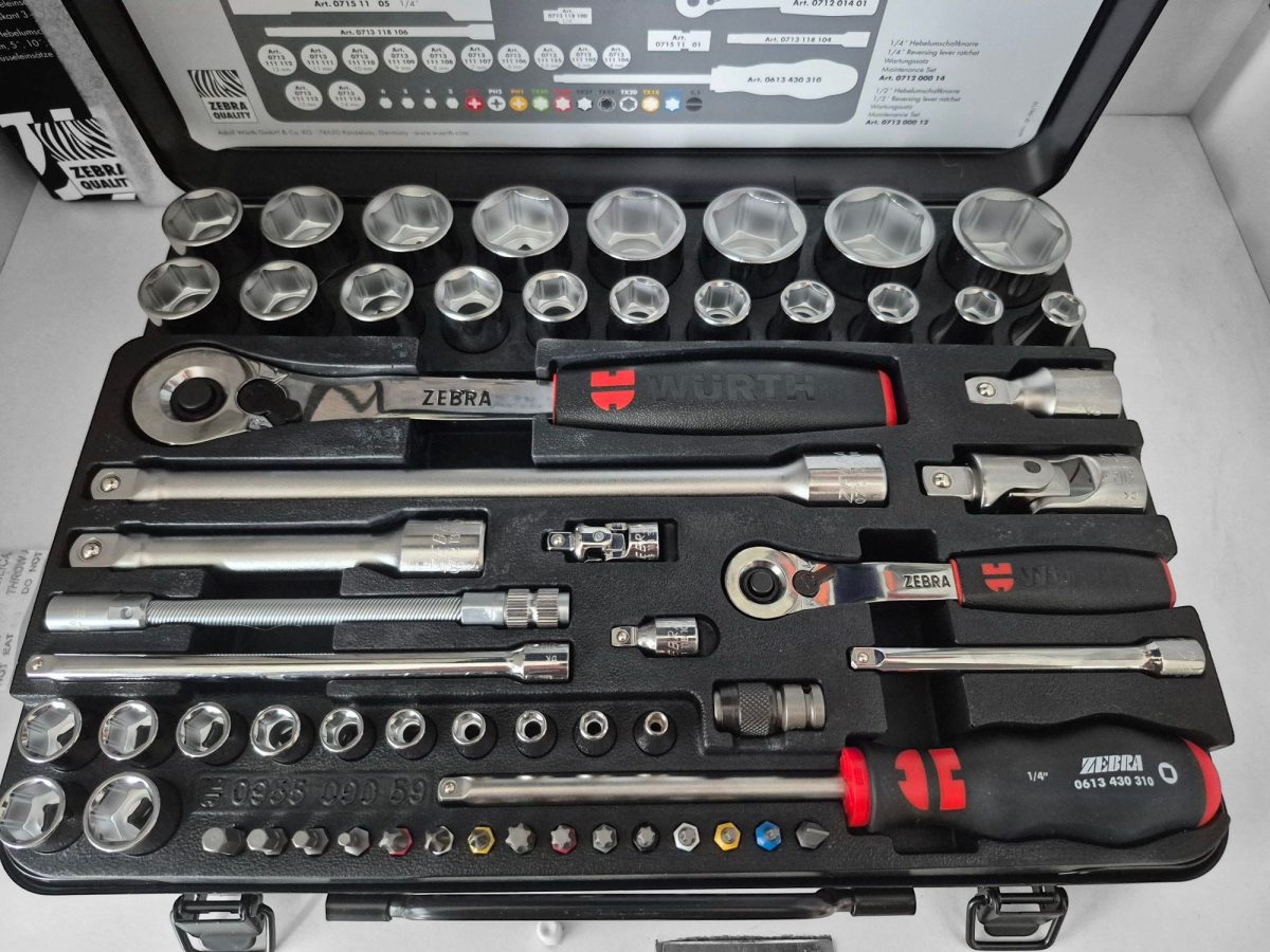 YÜKSEK KALİTELİ WÜRTH ZEBRA 59 PARÇA 1/4 + 1/2 LOKMA ANAHTAR TAKIMI 6 KÖŞE - Görsel 5